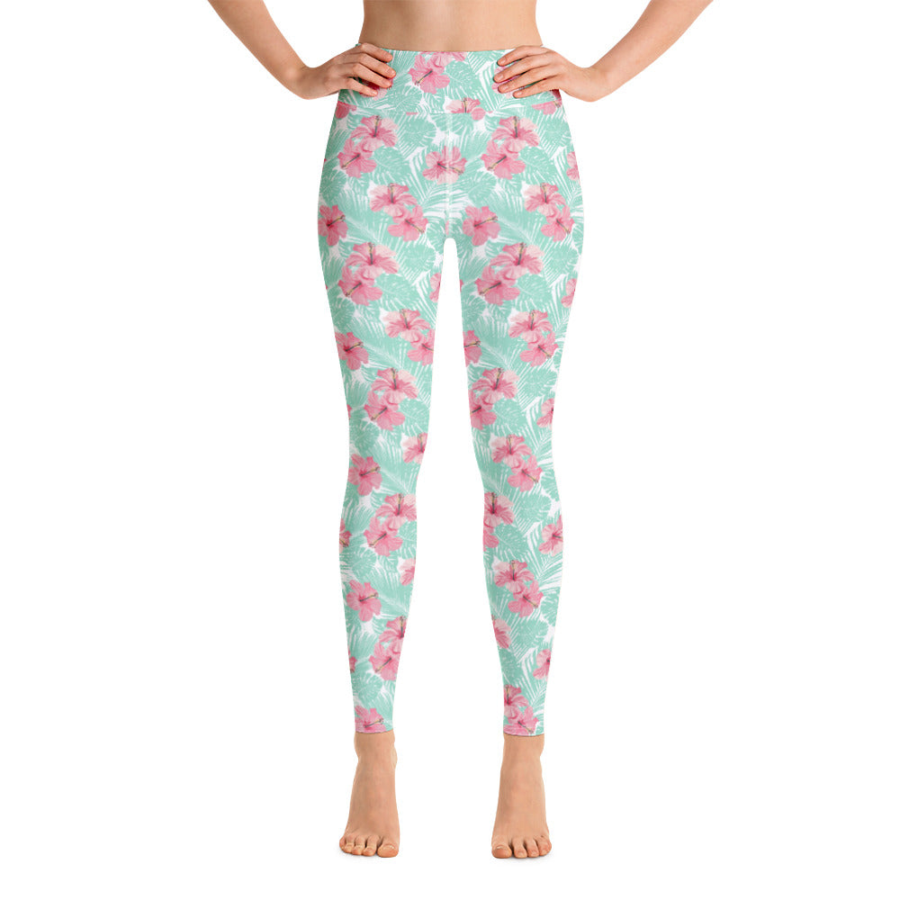 Tropical Seas - Women's Tropical Island Floral Yoga Leggings