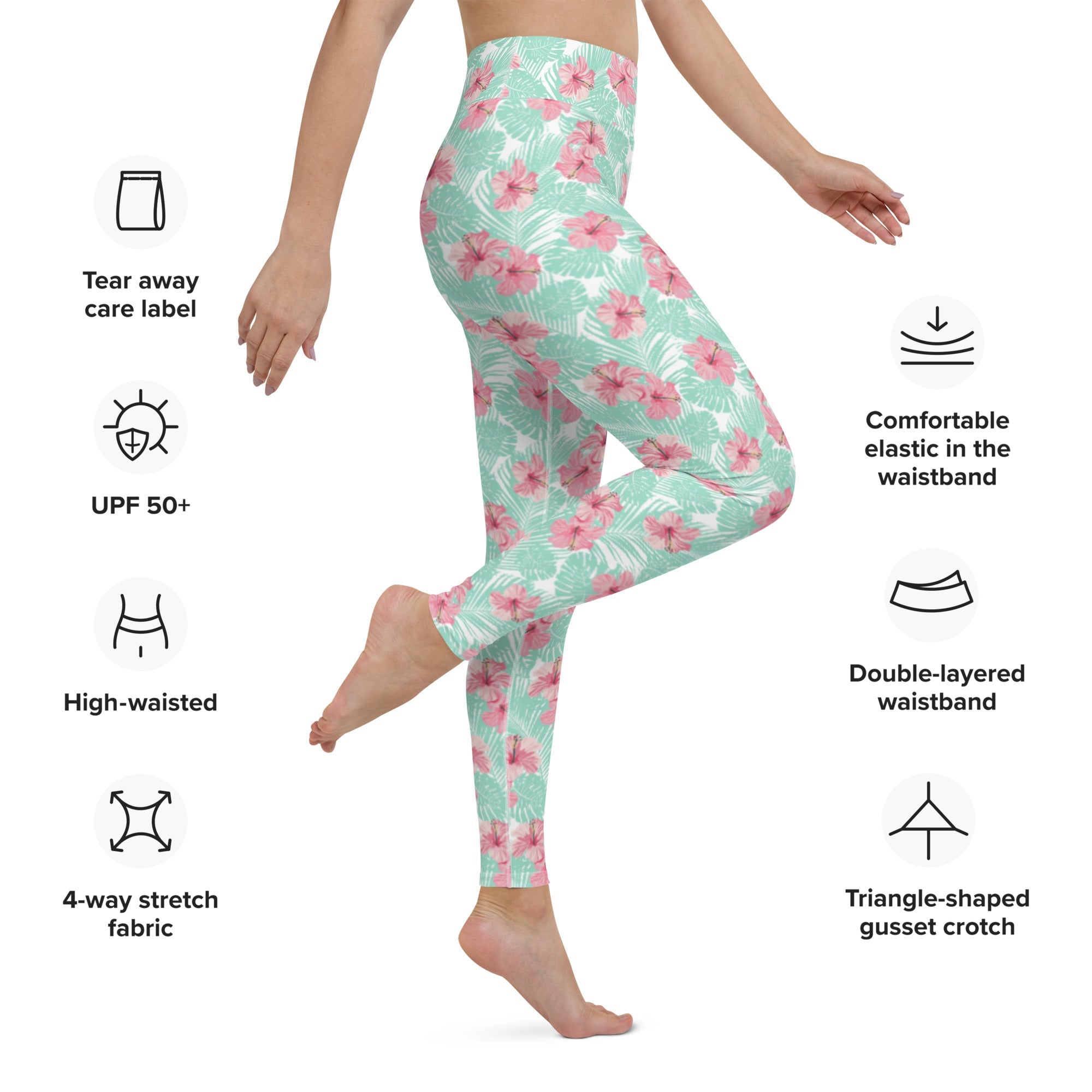 Tropical Seas - Women's Tropical Island Floral Yoga Leggings