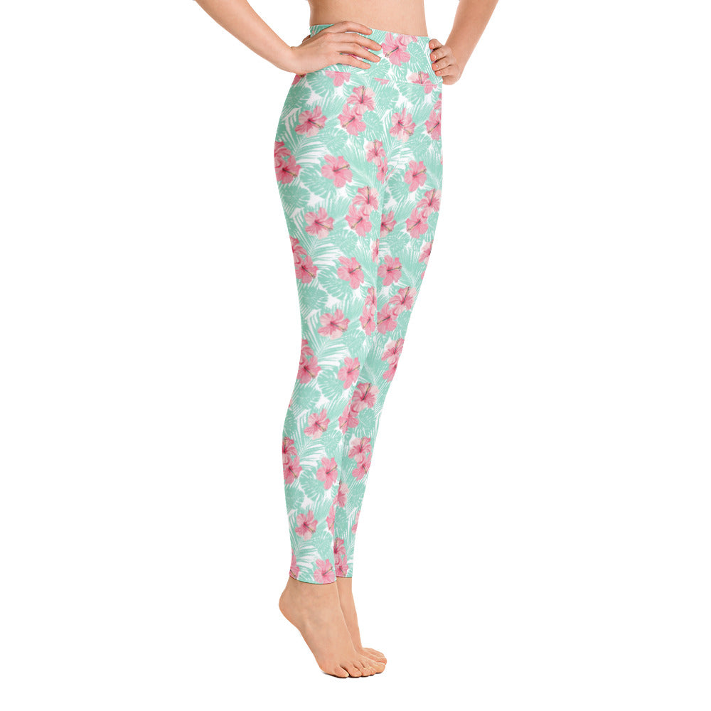 Tropical Seas - Women's Tropical Island Floral Yoga Leggings