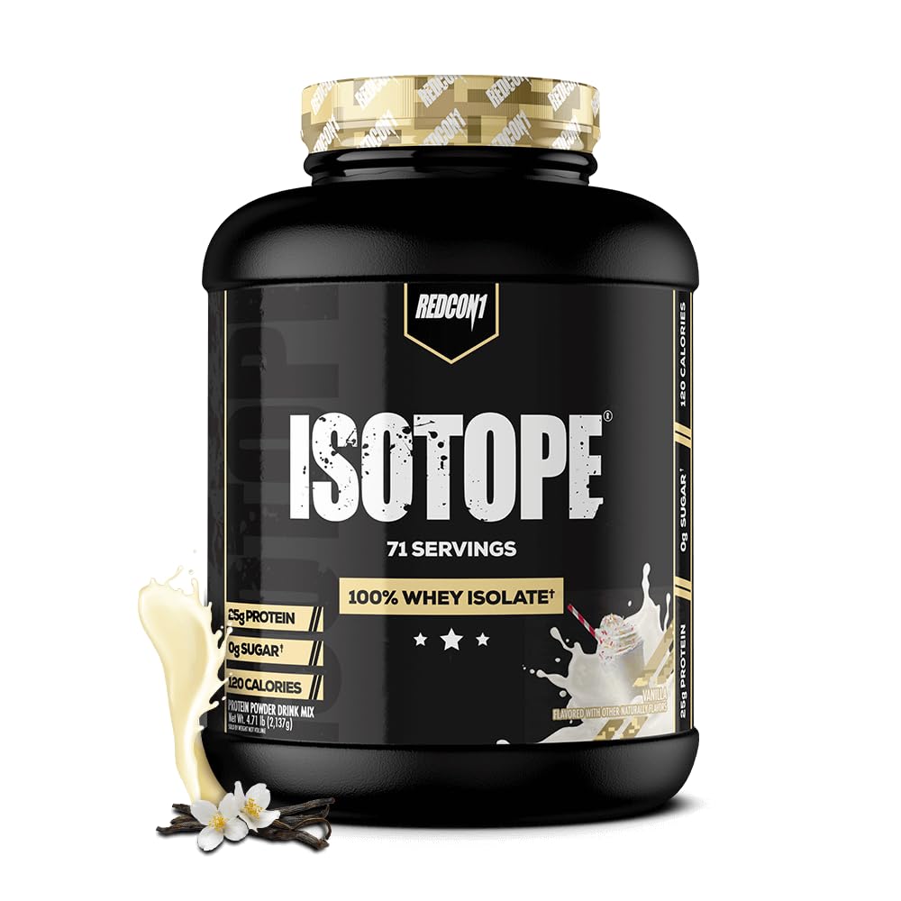REDCON1 Isotope 100% Whey Isolate Vanilla - Keto Friendly Whey Protein Powder - Low Carb + Zero Sugar Whey Protein Isolate - Keto Protein Powder (71 Servings)